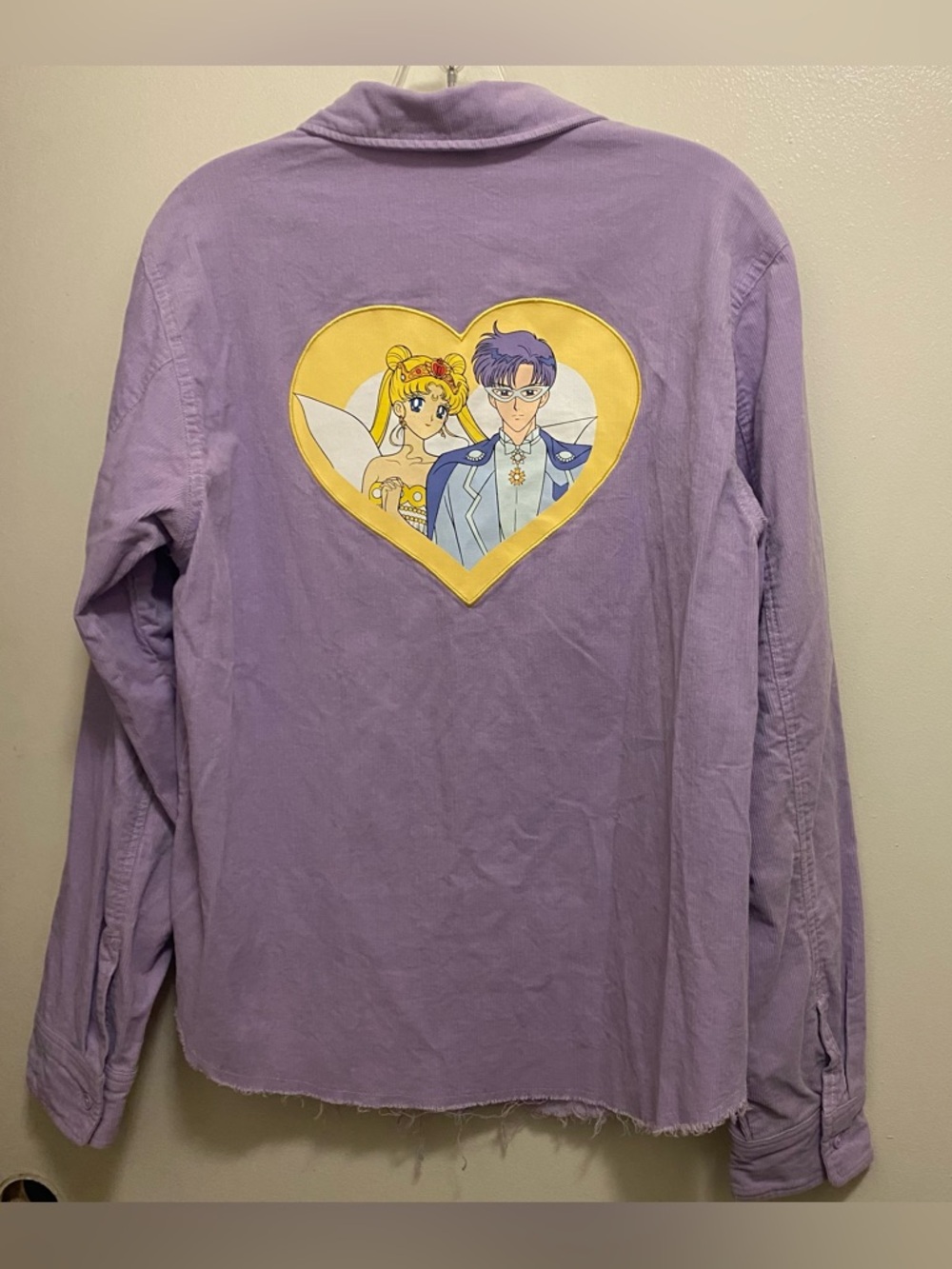 BoxLunch Pretty Guardian Sailor Moon Button Up Corduroy Shirt Top XL Lavender